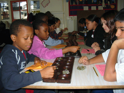 Pupils from various Primary Schools facing each other in tense competition