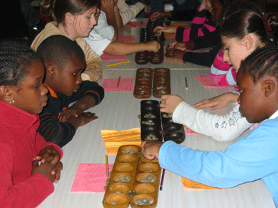 Pupils from various Primary Schools facing each other in tense competition